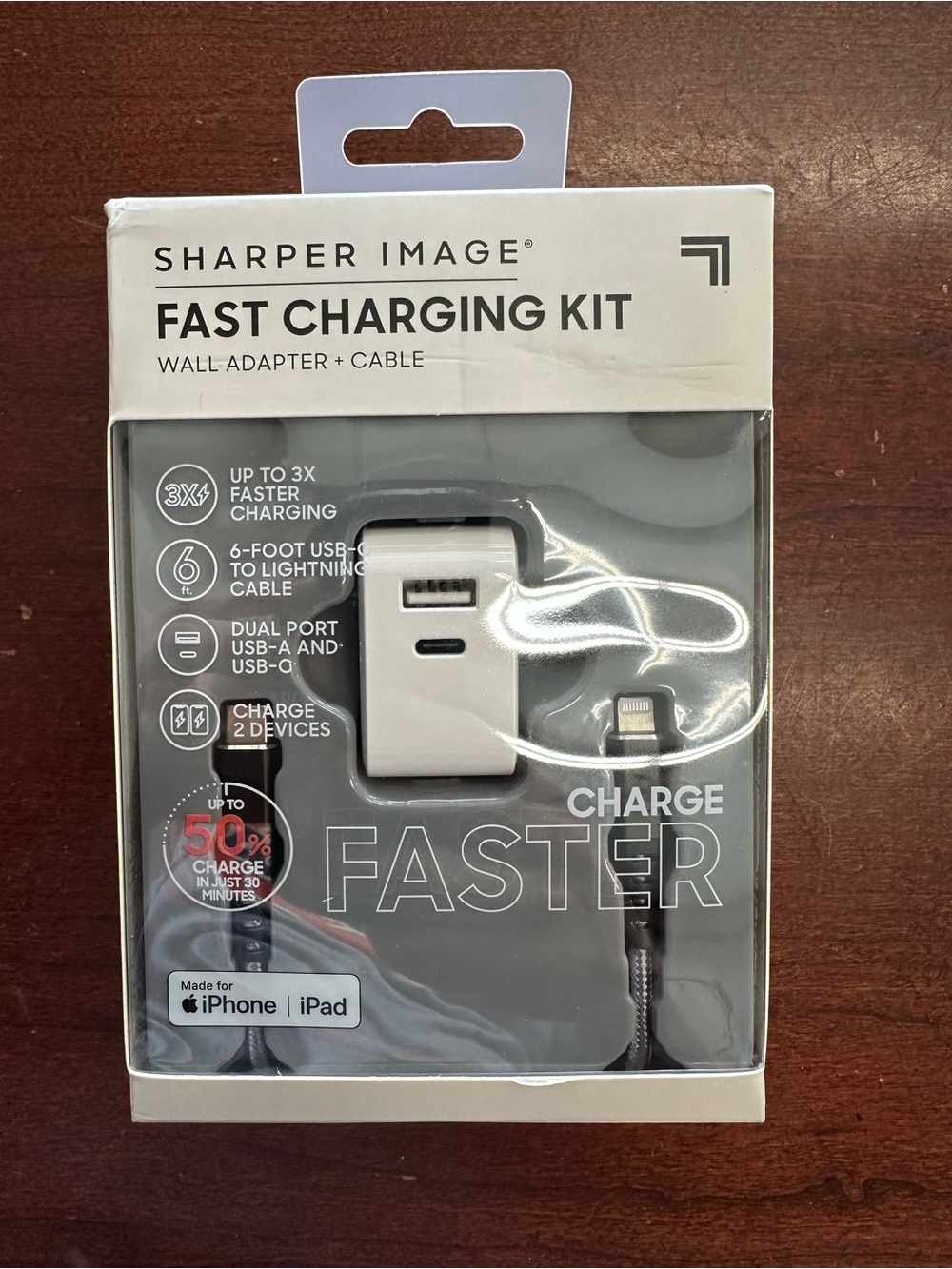 Sharper Image Dual-Port Fast Charger Kit - White